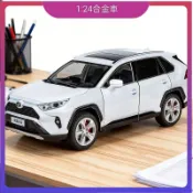 RAV4模型車 1:24 合金小汽車 前輪可轉向 喇叭可響 聲光迴力車 儿童玩具 金屬壓鑄越野車 伴手禮