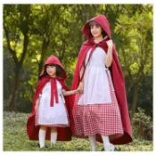 萬聖節服裝大人小紅帽 小紅帽披風 小紅帽裝扮 小紅帽cos服裝女 角色扮演子格子公主裙披肩斗篷