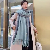 【Decoy】雙面人格＊仿羊絨加大流蘇保暖圍巾