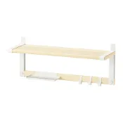 【IKEA 宜家家居】SKOMAKARE 上牆式層架, 白色/白楊木, 65x26 公分