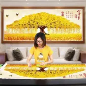 小胖達生活百貨 【客製】diy 5D 鉆石畫 發財樹 傢和萬事興 客廳 餐廳 鑽石貼畫 壁畫 貼鑽 裝飾畫 牆壁裝飾