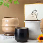 花盆 大花盆 盆栽容器 花器 居家盆栽 盆栽容器 陶瓷家用高級感北歐風式蝴蝶蘭龜背竹專用花盆簡約白色紫砂粗陶盆