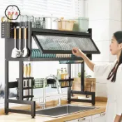 築夢居 免運 店長推薦 碗架瀝水架 收納架 廚房收納架廚房水槽置物架 洗碗槽水池防塵碗柜 臺面收納餐具多功能 儲物瀝水架特惠/工廠直銷 開立發票 全館八折z219