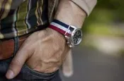 18mm  尼龍帆布NATO zulu G10四環軍用錶帶(紅藍白)france flag,DW