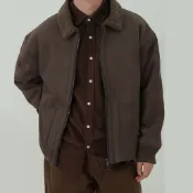 正韓復古奢華麂皮內抓絨野馬夾克外套 2色 YUPPIE 預購商品 0127