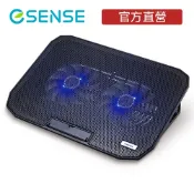 Esense 逸盛 E-C3 冷光雙風扇筆電散熱墊  筆電降溫17吋以下USB供電 4段可調