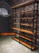 【BIgBoyRoom】工業風家具 法式鐵製置物架 LOFT實木美式復古展示架 陳列架商品收納櫃書櫃酒吧民宿客製化隔間牆