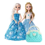 【孩子國】冰雪公主時尚換裝芭比娃娃2入組(附收納小提包+10件衣服+裝扮配件)