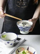 協貿國際日用品生活1館 輕樾 斗笠高腳米飯碗 日式陶瓷家用飯碗吃飯餐具防燙高顏值