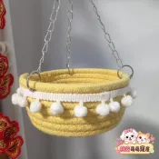 【懸掛式】倉鼠吊床 吊籃 搖籃睡窩 小寵吊床 吊窩 花枝鼠 金絲熊 蜜袋鼯 松鼠 懸掛窩 玩耍休憩 編織 可愛 彩色小屋
