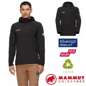 【MAMMUT 長毛象】男 保暖防風 半開襟長袖排汗衣 Madris Light 長袖T恤 連帽上衣 黑 06050
