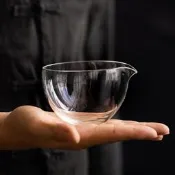 【品質保證】日式玻璃公道杯簡約創意透明公杯茶海單個功夫茶茶道配分茶器圓形日式茶具 家用茶具 簡約茶具 紫砂茶具
