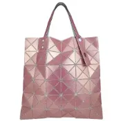 ISSEY MIYAKE 三宅一生 BAOBAO 珍珠粉色亮面三角格6x6肩背/手提包