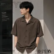  -￭BI小版男裝￭日系速乾薄款寬鬆古巴領落肩休閒短袖襯衫
