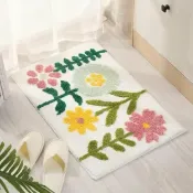 全球選品1館 生活百貨 ins植物花卉植絨簇絨浴室衛生間門口地毯加厚防滑地墊吸水腳墊子