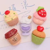 DIY樹脂配件 亮面卡通咖啡杯 草莓蛋糕 diy奶油膠手機殼材料 DIY鞋釦髮夾配件 DIY手作材料 咕卡素材 配件