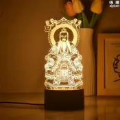 道家神像供燈長明燈客廳桌面擺件玄關工藝品房間小夜燈三清祖師