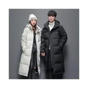 (店+)長版羽絨外套女男防風羽絨外套大尺碼保暖輕羽絨防寒白鴨絨運動外套加絨加厚羽絨衣情侶戶外滑雪登山連帽工作麵包服作男裝新年衣服
