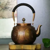 全球選品1館 生活百貨 【錘紋花紋紫銅燒水壺純銅手工煮水壺錘目紋煮茶壺泡茶壺茶具