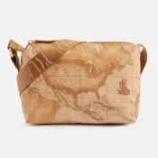 【Alviero Martini 義大利地圖包 】PU尼龍郵差斜側背包25cm -地圖黃