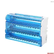 接線板接線盒 4層單相接線盒 415銅零線盒 帶透明蓋 導軌式分線盒 配電保護盒 白色+藍色 JH8415