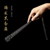 【葉字號】10寸全金屬扇骨扇子 龍紋精鋼折扇 半手工明清古典印染絹布風功夫扇 古風扇 擺件收藏 未開刃