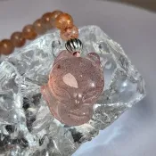 •草莓小狐狸• 草莓晶水晶×金太陽 純銀珠 | 手機吊飾 | 包掛