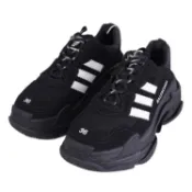 【康是美官方網購】BALENCIAGA 巴黎世家 712821 Adidas Triple S 聯名三線老爹鞋/運動鞋.黑