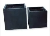 花田厝_園藝資材—水磨石盆(黑)--30*30*30~全新正方形素面/透氣性佳