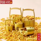 💰玄和緣堂💰黃銅一桶金招財擺件 財福聚寶盆 一桶江山 辦公室家居裝飾工藝品 招財進寶 風生水起 招財流水