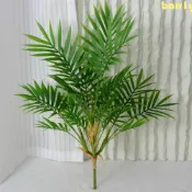 BARR1Y人造棕櫚樹葉樹枝,塑料熱帶植物人造棕櫚樹,12/14/23片葉子真正的觸摸人工蕨類植物