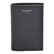【YSL】經典品牌LOGO小牛皮暗釦短夾(黑)