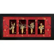 開運陶源 雅鑑鑫品 【古典四君子】梅蘭竹菊 純金金箔畫