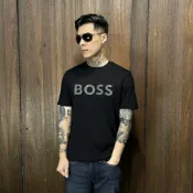 美國百分百【全新真品】BOSS 短袖 棉質 T恤 圓領 T-shirt 休閒 上衣 大logo 短T 兩色 DJ82