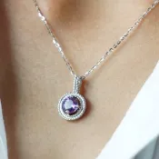 吊墜項鍊，真品紫水晶，淺色，925銀