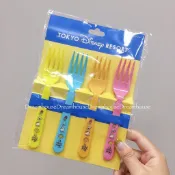 東京迪士尼 日本製 米奇 大眼仔 薯條 刈包 園區點心造型 手繪風 環保 叉子組 叉子 四入一組
