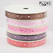 玩9創意 緞帶 橫紋 文字緞帶 LOVE 織帶 寬0.9 1.6cm 長約450CM/5碼