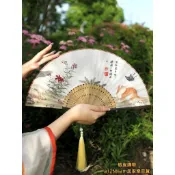 扇子 漢服扇 手扇 舞蹈扇 手工扇子復古風古色古香蝴蝶貓咪折扇子日用扇夏季折扇子漢服拍照女