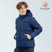 【Hilltop山頂鳥】超潑水石墨烯保暖蓄熱羽絨短大衣外套 男款 深藍｜PF22XM25ECE0