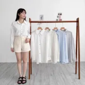 (店+)【FEE BABY】後開叉透氣寬鬆長版襯衫 白色襯衫 長版襯衫 日系襯衫 亞麻襯衫 棉麻襯衫 透氣上衣 韓系上衣 灰色 藍色 白色 杏色
