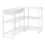 【IKEA 宜家家居】JOSTEIN 層架組連收納盒，室內/戶外用/白色，122x102x90 公分