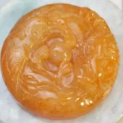 🐉龍鳳呈祥🐉天然緬甸玉 A貨翡翠-紅翡 精雕 龍鳳 圓牌 附證書【92jade遇見善緣】現貨特惠 翡翠龍鳳 紅翡玉佩玉墬