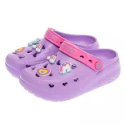 (店+)【SKECHERS】63-SKECHERS 童鞋 洞洞鞋 涼鞋 拖鞋 水鞋 厚底 防水 鞋扣 紫 CUTIE POPS 308104LLAV