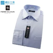 皮爾帕門pb藍色素面、領尖配布、進口素材克夫綉PIERRE BALMAIN草寫、長袖襯衫65106-02-襯衫工房