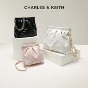 【精品現貨】CHARLES&KEITH美式復古風格水桶單肩包 婚禮休閒PU皮革女提包