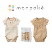 【monpoké寶可夢寶寶】條紋短袖包屁衣禮盒組 2入｜官方旗艦店