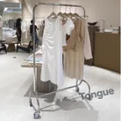 陳列架 落地式不銹鋼移動衣架帶輪 服飾店貨架 服裝店專用展示架 掛衣桿
