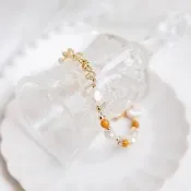 【Ficelle】守護花•處女座•大理花–珍珠黃玉–手鍊(輕珠寶 天然石 磁場 設計款 手工製作)