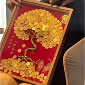 🔥臺灣出貨🔥網紅發財樹diy相框材料包金錢樹手工粘貼畵擺件裝飾生日開業送禮 INDT