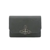 【BreezeOnline 微風精品線上】Vivienne Westwood 防刮皮星球銀logo扣式卡包(黑)